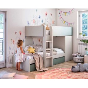 Letto a soppalco con 2 letti+armadio EUREKA 255/194Lx111/198Px152H