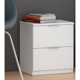 Comodino 2 cassetti 38x34x45h bianco